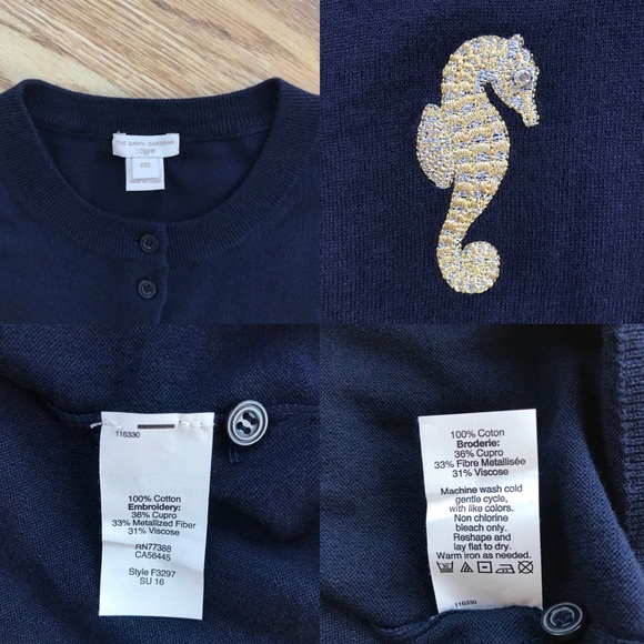 New J CREW Navy Cardigan Sweater with Seahorse XXS - Picture 6 of 7